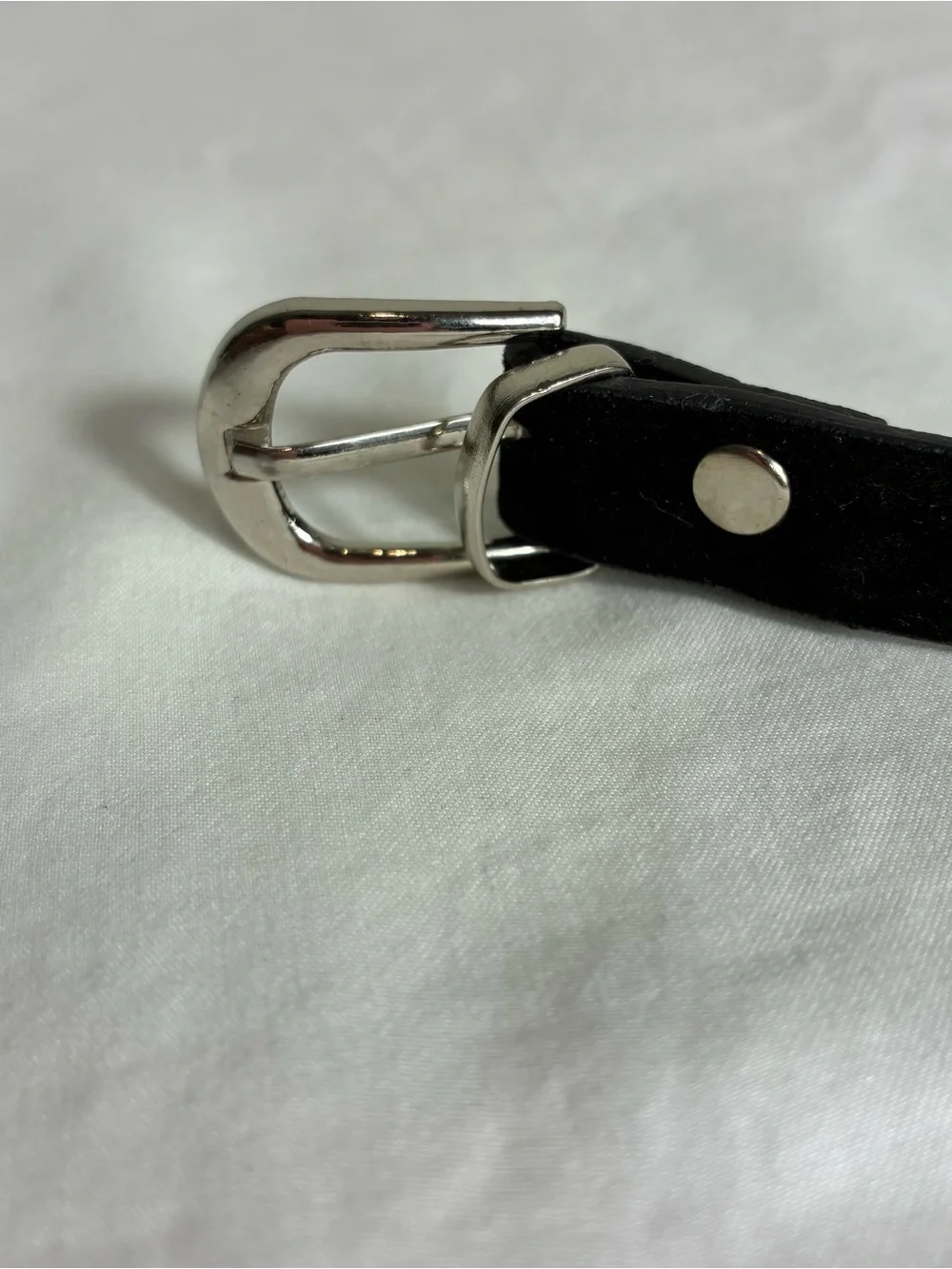 Womens belt black faux velvet very thin and cute perfect minimalist item 39”